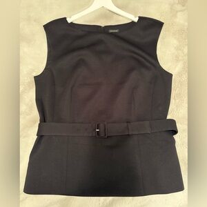 NWT Ann Taylor Classic Black Sleeveless Belted Top